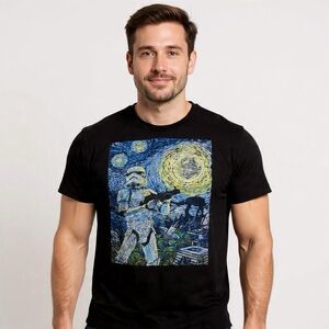 Star Wars Stormtrooper Starry Night Graphic Tee Sz L Sci-Fi Fan Shirt